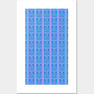 Blue Ripple Stitch. A tranquil repeating pattern in sky blue and purple plum. Posters and Art